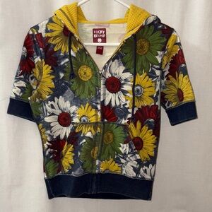 Lucky Brand Vintage Women’s Floral Zip Hoodie in Yellow, Red, Green, White